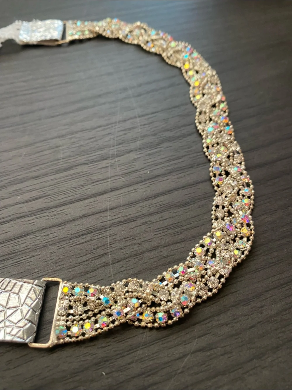 Elegant Silver Beaded Braided AB Rhinestone Crystal Bridal Statement Headband